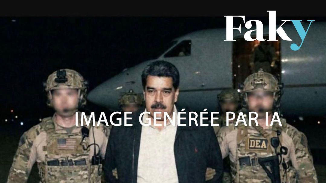 Cette image de Nicolas Maduro capturé et entouré par des agents de la DEA est fausse - Featured image