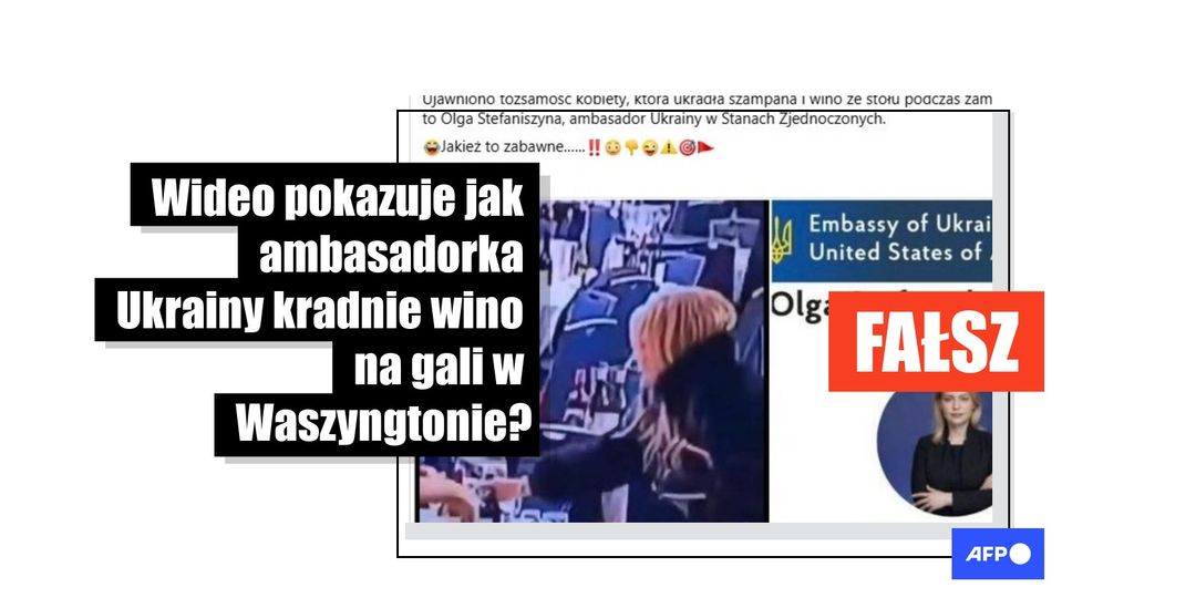 Kobieta zabierająca butelki wina podczas ewakuacji z gali w Waszyngtonie nie jest ambasadorką Ukrainy - Featured image